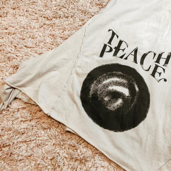 Luukaa Cream Asymmetric "Teach Peace" Dress - Picture 4 of 11